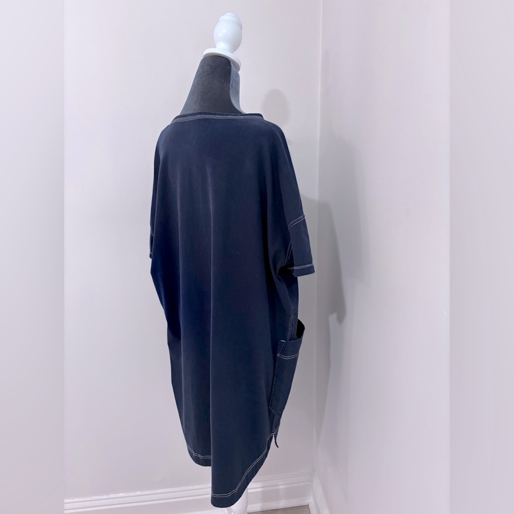 Everlane Oversized Mariner Dress In True Navy/White Size L - Picture 9 of 16